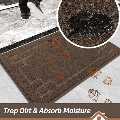 BEQHAUSE Door Mat 36" x 60", Non-Slip Door Mats Indoor Entryway Rugs Washable Low-Profile Absorbent and Stain Resist Floor Mats, Dog Door Mat for Front Back Door, Muddy Wet Shoes & Paws, Brown