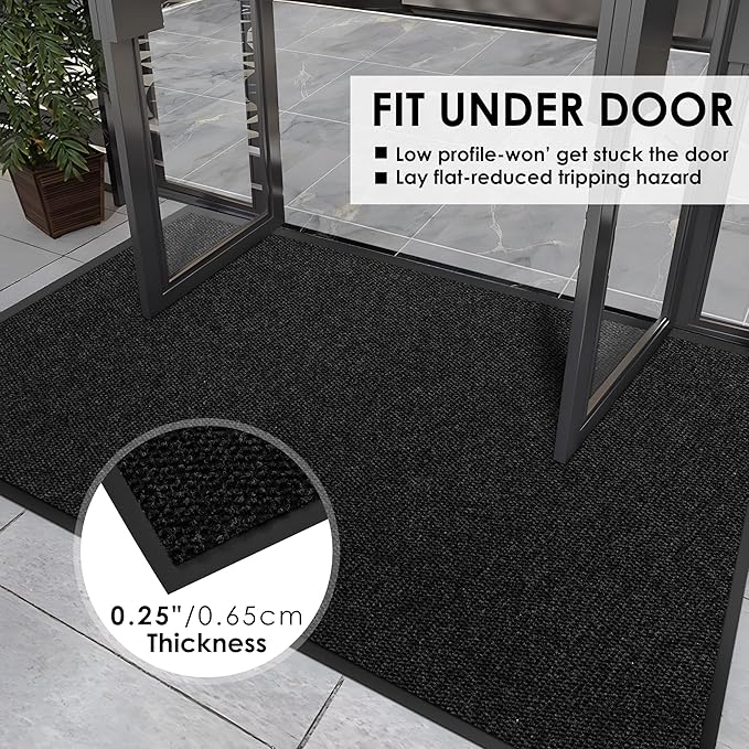 4′ x 37′ Front Door Mat Indoor Outdoor Entrance, Commercial Floor Mat Heavy Duty Dirt Trapper Entryway Doormat, Custom Size Non Slip Rubber Backing Welcome mat, Door Mat for High Traffic Area
