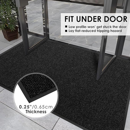 4′ x 19′ Front Door Mat Indoor Outdoor Entrance, Commercial Floor Mat Heavy Duty Dirt Trapper Entryway Doormat, Custom Size Non Slip Rubber Backing Welcome mat, Door Mat for High Traffic Area
