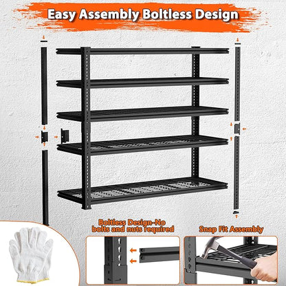 Storage Shelves Heavy Duty, 2 PCS 48" L x 18" W x 72" H Garage Wire Shelving Unit Loads 2800LBS, 5-tier Adjustable Metal Industrial Utility Shelf Rack for Kitchen, Laundry Room, Warehouse, Basement