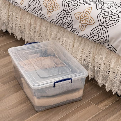 Superio Storage Bins with Lids, Clear Plastic Containers for Organizing, Stackable Totes, BPA Free, Odor Free, Organizer Boxes for Home, and Dorm (4 Pack, 60 Quart)