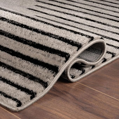 Rugshop Bohemian Stripe Stain Resistant High Traffic Living Room Kitchen Bedroom Dining Home Office Area Rug 8' 8" x 12' Cream