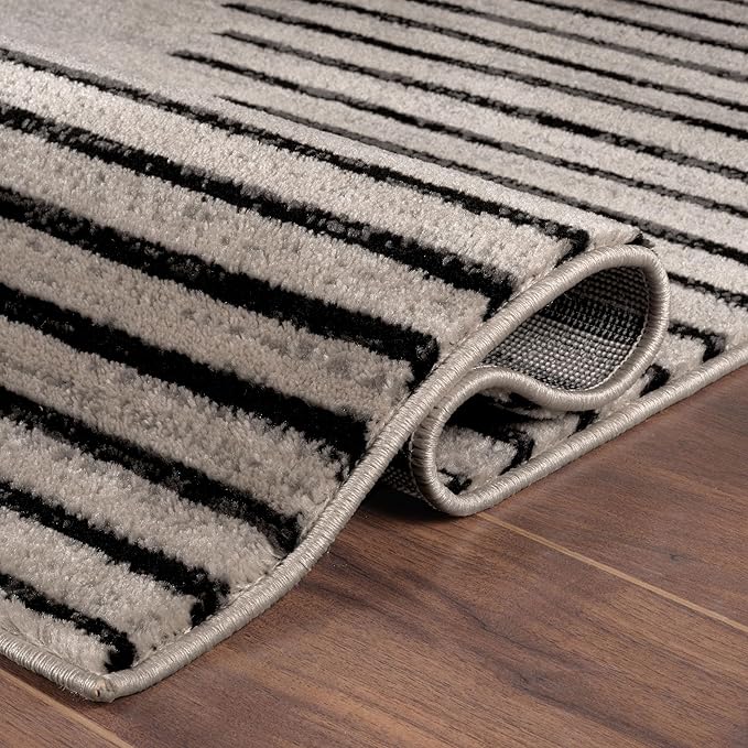 Rugshop Bohemian Stripe Stain Resistant High Traffic Living Room Kitchen Bedroom Dining Home Office Area Rug 2' x 7' Cream