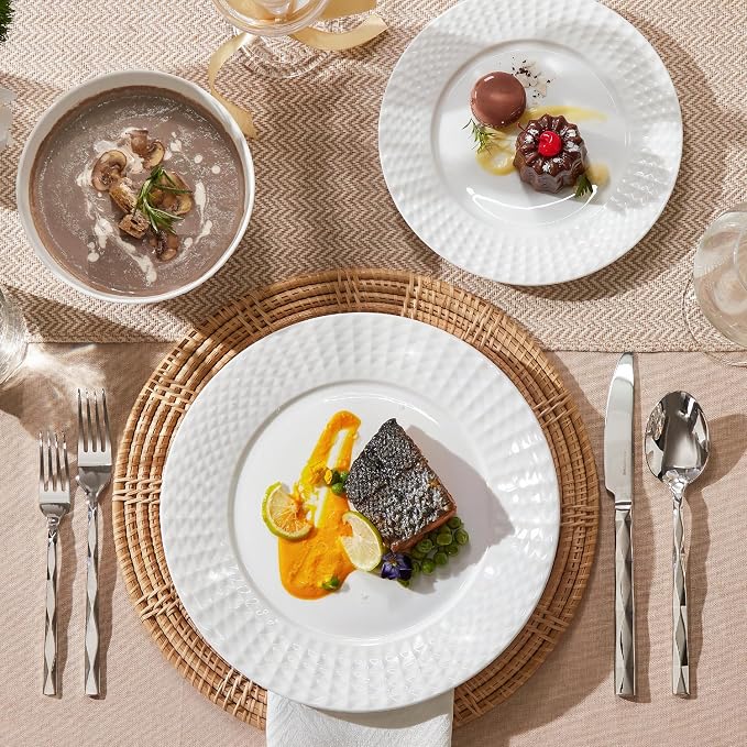 64Pc Bone China Dinnerware & Silverware Set,