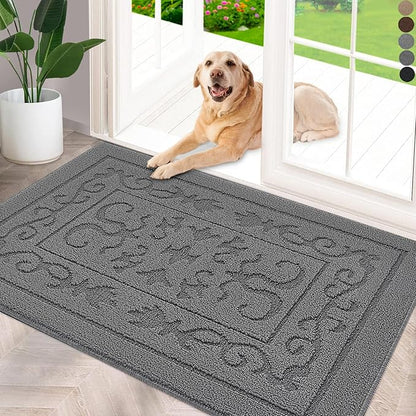 FONEYI Indoor Door Mat 32" x 48", Dirt Trapper Door Mats Non-Slip Entryway Rugs Washable, Absorbent Resist Dirt Welcome Mat, Low Profile Inside Floor Mats for Front Back Door and Entryway, Grey