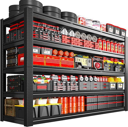 3125LBS Storage Shelves, 60.1" W Garage Shelving Heavy Duty, Adjustable Metal Shelving Unit, Storage Rack for Garage, Basement, Warehouse with Tool-Free Installation, 60.1" W x 24" D x 72.1" H