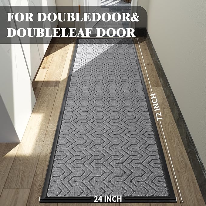Yimobra 72x24 Indoor Outdoor Runner Rug, Heavy-Duty Waterproof Entrance Mat for High Traffic Areas, Commercial Grade Welcome Door Mat, Easy Clean, Grey