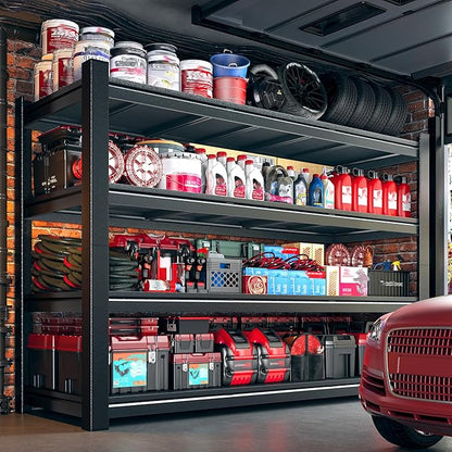 2500LBS Storage Shelves, 60.1" W Garage Shelving Heavy Duty, Adjustable Metal Shelving Unit, Storage Rack for Garage, Basement, Warehouse with Tool-Free Installation, 60.1" W x 24" D x 60.1" H