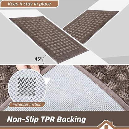 BEQHAUSE Waffle Door Mats Indoor 32"x48", Dog Mat for Muddy Paws Absorbent and Dirt Resist Floor Mats Non-Slip Washable Rugs for Entryway, Welcome Mat for Front Back Door, Muddy Wet Shoes, Brown