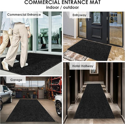2′ x 8′ Front Door Mat Indoor Outdoor Entrance, Commercial Floor Mat Heavy Duty Dirt Trapper Entryway Doormat, Custom Size Non Slip Rubber Backing Welcome mat, Door Mat for High Traffic Area