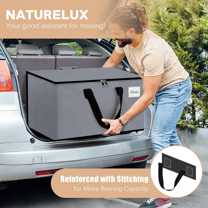 Heavy Duty Moving Bags - Extra Large Packing Bags and Storage Totes, Collapsible and Foldable Option for Moving and Storage, Grey, 125 L - 12 Pack