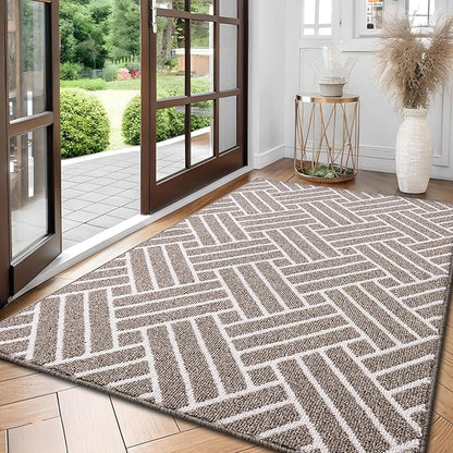 OLANLY Large Indoor Door Mat, 71x47 Inch, Dirt Resistant and Absorbent, Non-Slip Rubber Backing Floor Mats, Easy Clean Low-Profile Doormat for Entryway, Front Door, and Inside Entrance, Khaki
