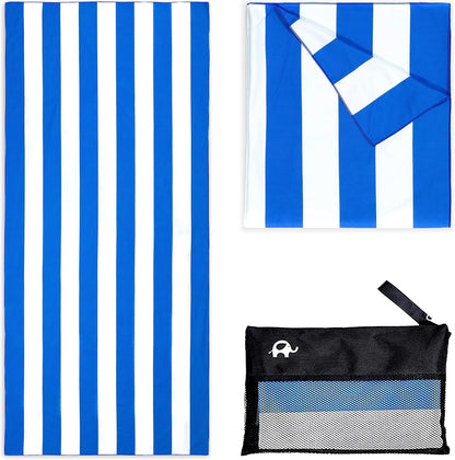 Quick Dry Towel Extra Large 78x35 Inch - Microfiber Beach Towel - Perfect for Beach, Travel, Swimming, Pool, Yoga, Hiking, Camping - Lightweight, Fast Drying, Compact for Adults (Cabana Blue)