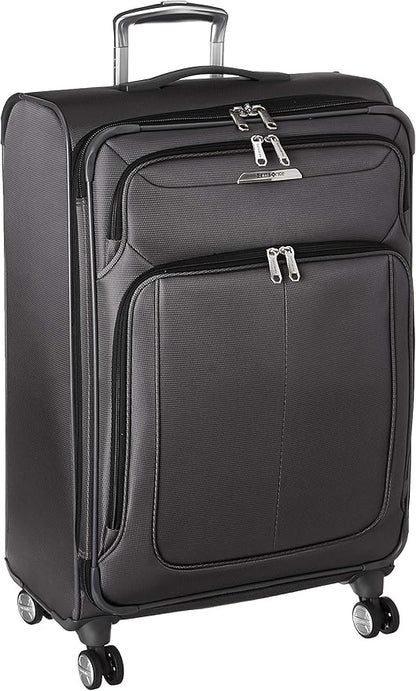 Samsonite Solyte DLX Softside Expandable Luggage with Spinner Wheels, Mineral Grey, Checked-Medium 25-Inch