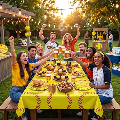100 Pcs Disposable Softball Party Tableware Set