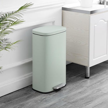 happimess HPM1011H Curtis 8-Gallon Step-Open Trash Can, Fingerprint Resistant, Modern, Minimalistic for Home, Kitchen, Laundry Room, Office, Bedroom, Bathroom, Pistachio Gelato