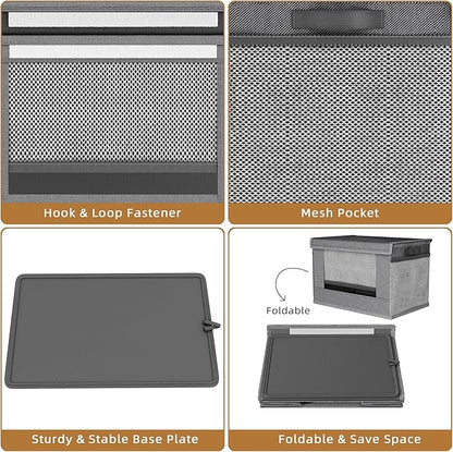 2 Pack Extra Large Trash Bag Holder Dispenser,Oxford Cloth Garbage Bag Storage Organizer with Mesh Pockets,Foldable Kitchen Trash Bag Holder Fits 33/30/13 Gallon Roll for Kitchen and Pantry