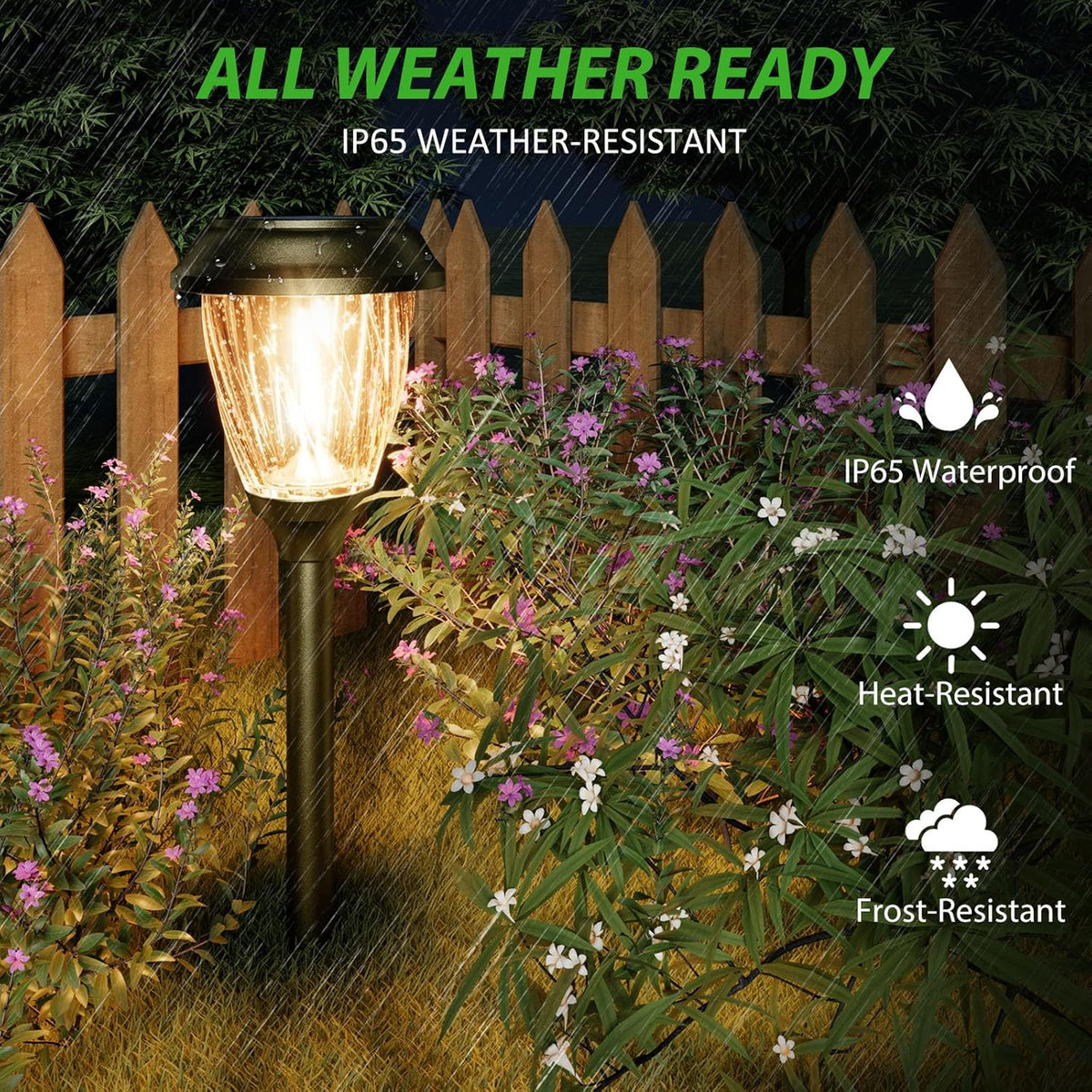 XMCOSY+ Solar Pathway Lights Outdoor, 10/25 LM in 2 Lighting Modes, Glass Stainless Steel Waterproof Outside Solar Powered Garden LED Lights for Yard Lawn Driveway Walkway Landscape Decor(Warm White)
