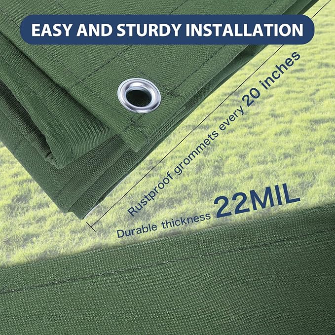9’x12’ Canvas Tarps Heavy Duty Waterproof Tarpaulins with Aluminum Grommets,UV Resistant, 22Mil Multipurpose Drop Cloth, 14oz Durable Cover Sheet for Outdoor and Indoor Use with Ropes.