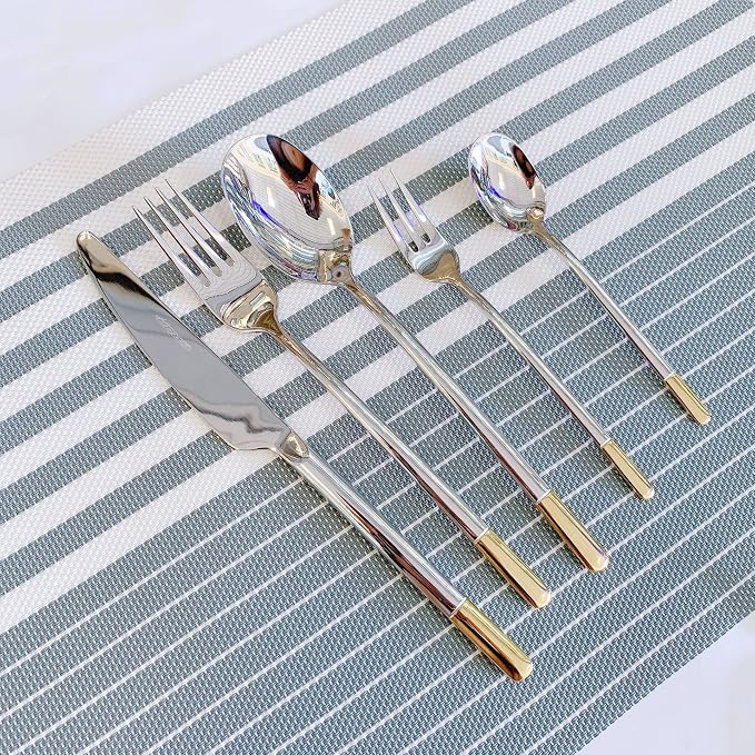 Silverware Set Service for 12, IKXO 48-Piece Modern Stainless Steel Flatware