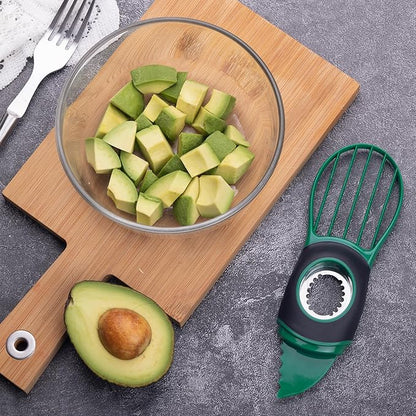 Linoroso Avocado Slicer Tool Kitchen Avocado Knife Set, Good Grips 3-in-1 Avocado Tool with Avocado cutter slicer, Avocado Pit Remover, Avocado Peeler with Cover, Green