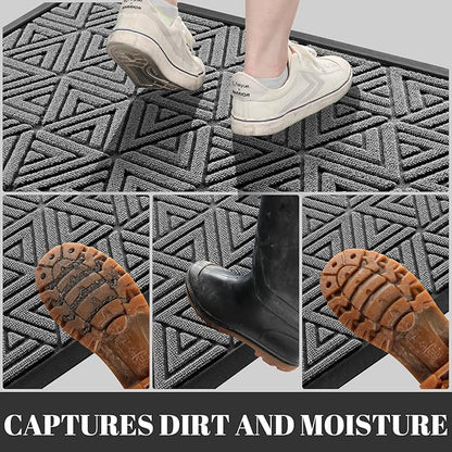 Yimobra Large Door Mat 36x24, All-Weather Waterproof Non-Slip Welcome Matt Outdoor, Heavy Duty Non Slip Doormat for Entryway for Patio and Garage Indoor, Easy Clean, Grey