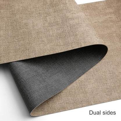 Table Runners 94 Inches Long, Dual-Sided Faux Leather Farmhouse Table Runner Waterproof Heatproof Non-Slip for Living Room Party Home Decor Holiday Decorations(Gray Beige, 12 x 94 Inch)