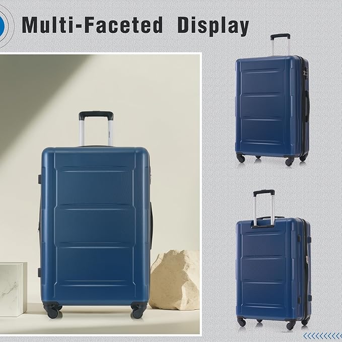 Merax Luggage Set 2 Piece Suitcase Sets with Spinner Wheel,Lightweight Hardside Expandable Travel Laggage with TSA Lock,Suitcase with Travel Bag(20"/28",Blue)