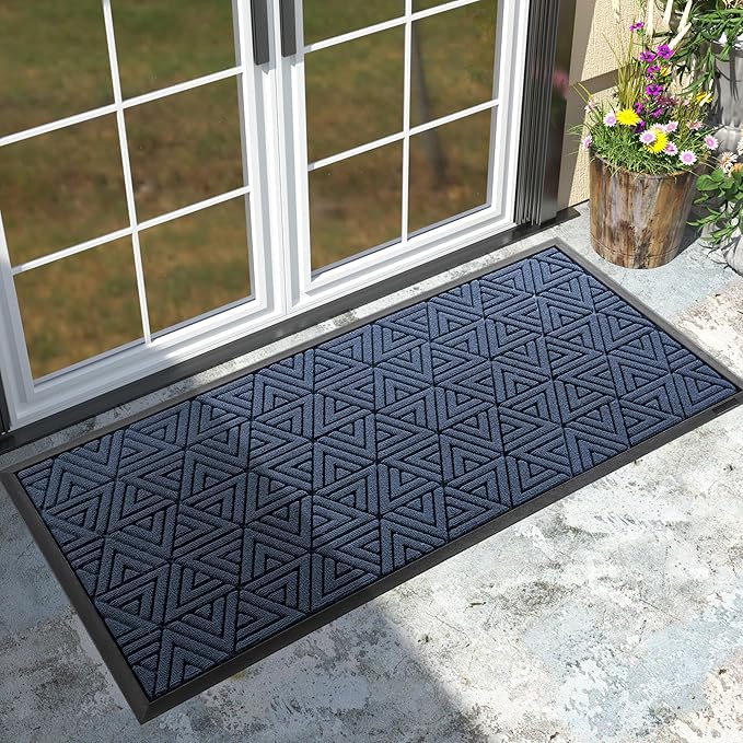 Yimobra Large Door Mat 47x24, All-Weather Waterproof Non-Slip Welcome Matt Outdoor, Heavy Duty Non Slip Doormat for Entryway for Patio and Garage Indoor, Easy Clean, Blue