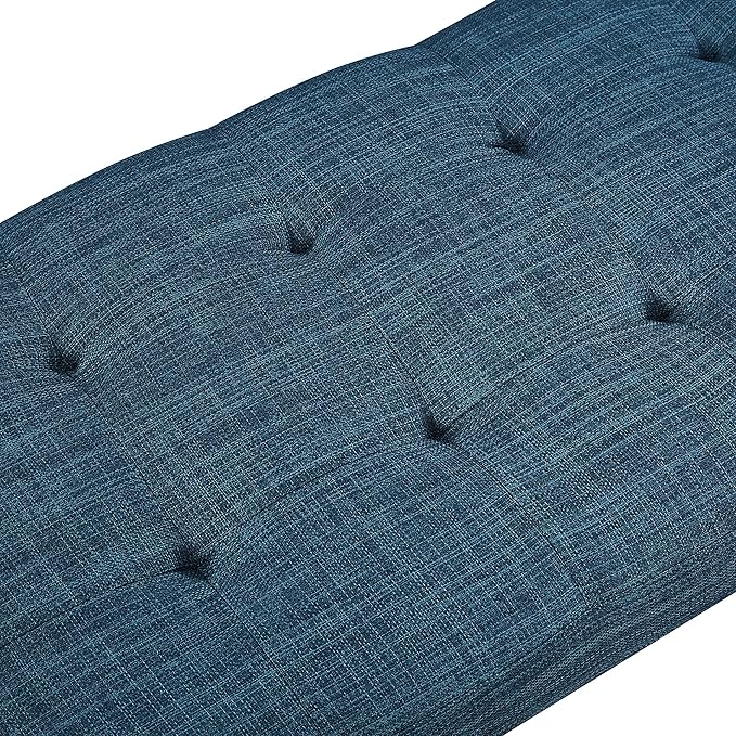 Amazon Basics Modern Haraden Upholstered Button-Tufted Bench, Blue, 16 x 44 x 17 in (Previously Rivet brand)