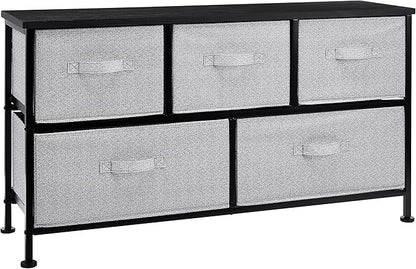 Amazon Basics Extra Wide Fabric 5-Drawer Storage Organizer Unit for Closet, Black