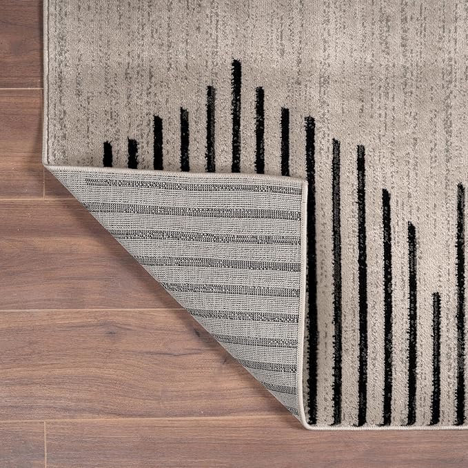 Rugshop Bohemian Stripe Stain Resistant High Traffic Living Room Kitchen Bedroom Dining Home Office Area Rug 2' x 7' Cream