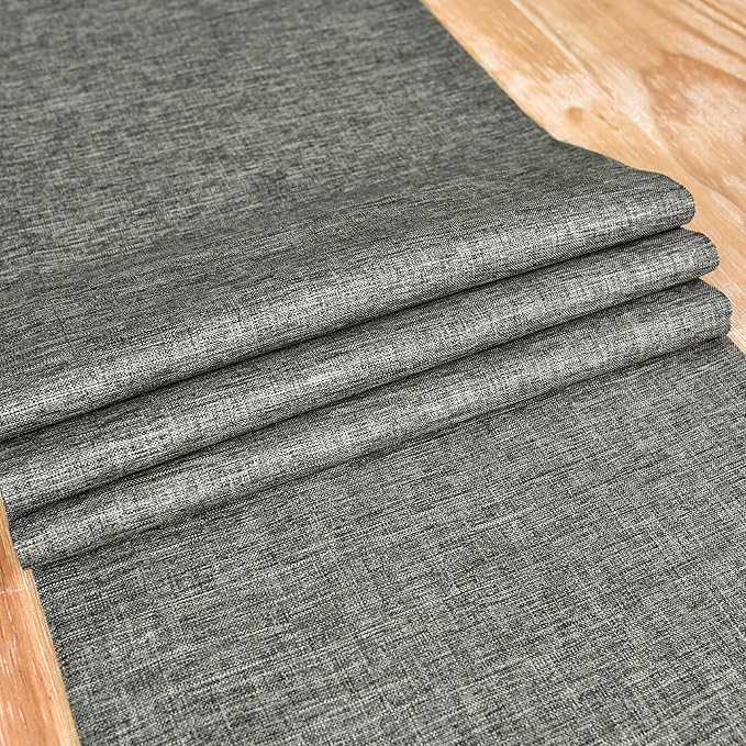 NEWISHER Farmhouse Rustic Table Runner Dark Grey Rectangular Table Runners Faux Linen Table Runner for Everyday Use Kitchen Dining Party Table 13x48 Inch