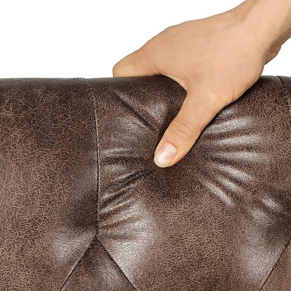 24'' Leather Ottoman with Storage Rectangle Foot Rest Ottomans Stool for Living Room(Brown,Leather Texture)