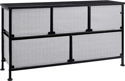 Amazon Basics Extra Wide Fabric 5-Drawer Storage Organizer Unit for Closet, Black